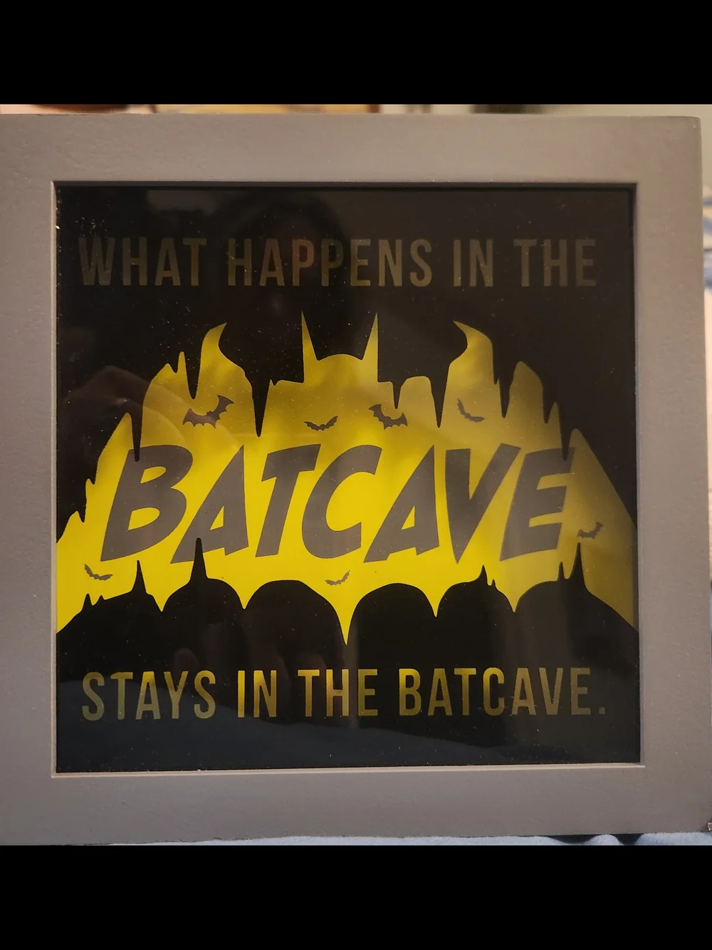 Batcave Yellow and Black Wall Decor Sign - Batcave Design